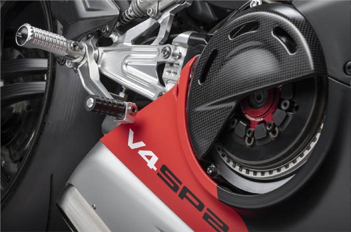 The Panigale V4 SP2's carbon clutch cover. 